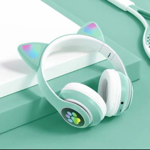 Auriculares Inalámbrico Tipo Gato Verde